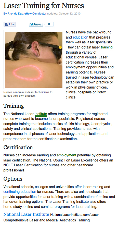 Laser Training for Nurses eHow National Laser Institute