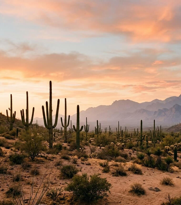A beautiful scenic sunset of the desert landscape near National Laser Institute's facility in Scottsdale, Arizona.